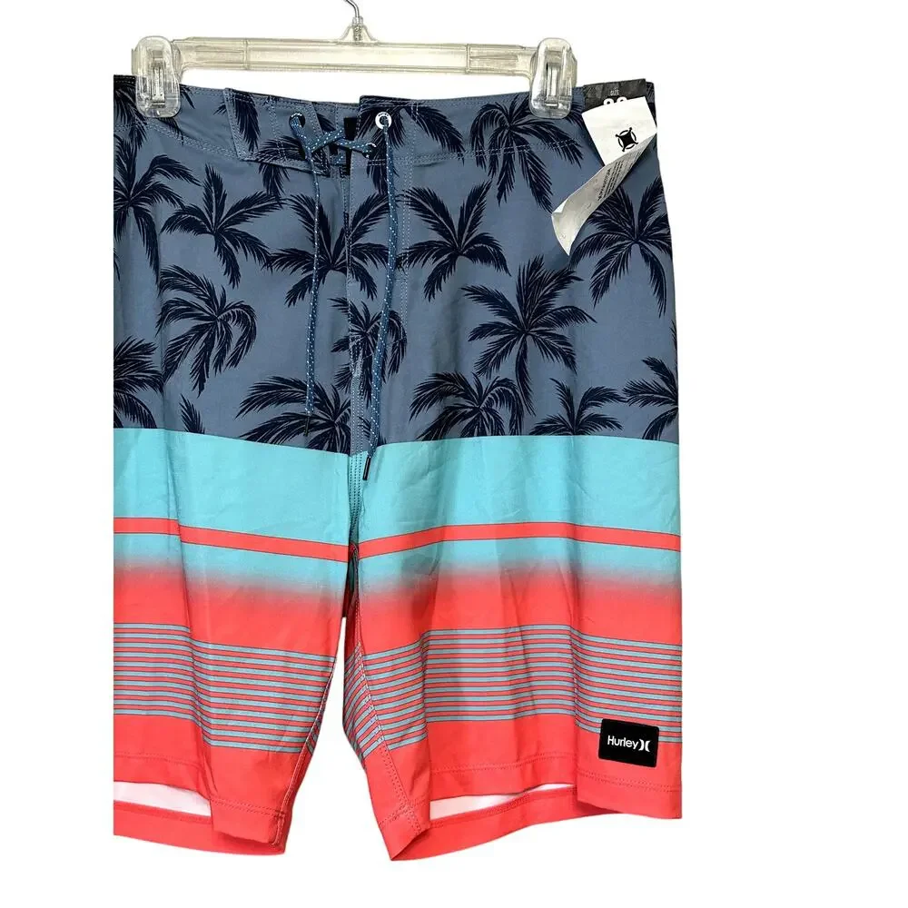 Hurley Board Shorts Palm Tree Phantom 4-Way Stretch Material Multicolor M 30 NWT
